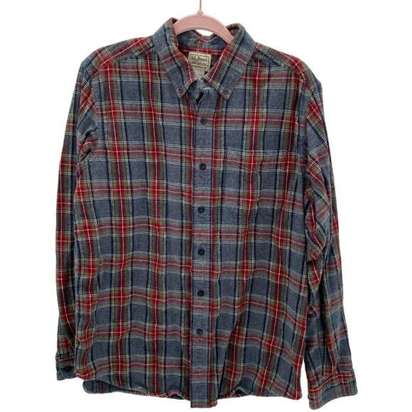 L.L. Bean Traditional Fit Plaid Button Down Long Sleeve Flannel Shirt Men's SZ M - Picture 1 of 5